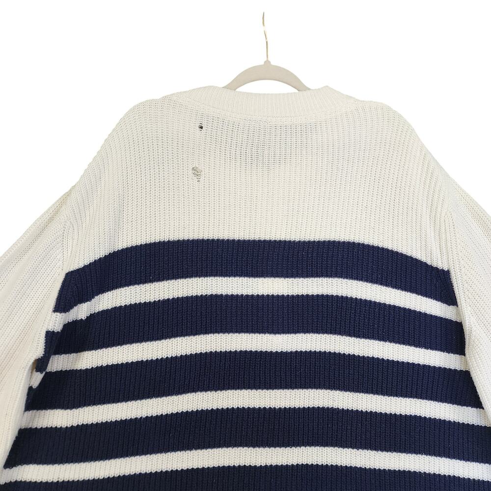 Ulla Popken Womens Sweater Plus Size 24/26 Blue White Nautical Striped Heart - Picture 6 of 13